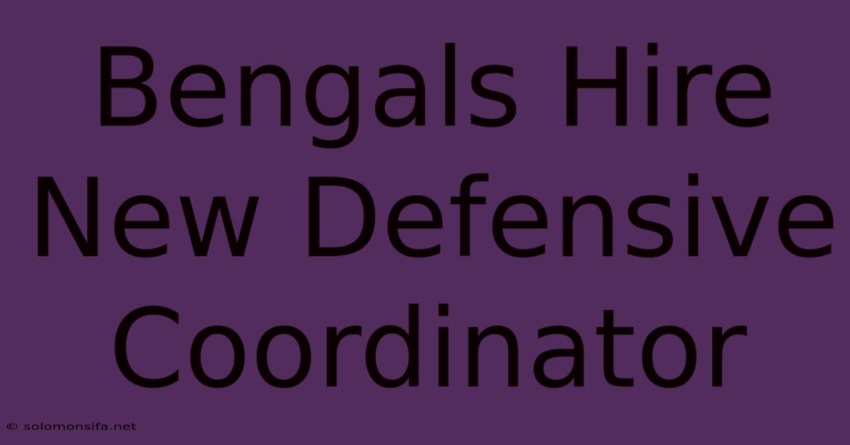 Bengals Hire New Defensive Coordinator