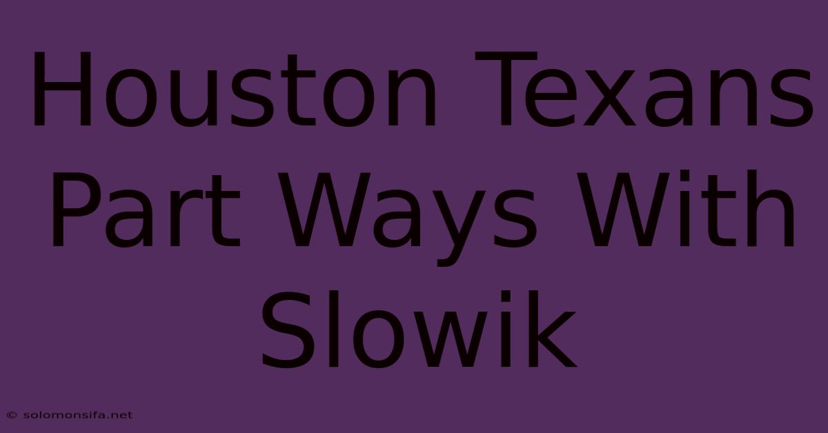 Houston Texans Part Ways With Slowik