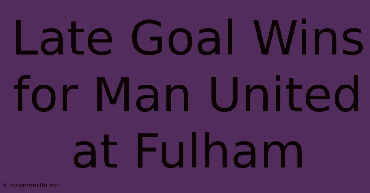 Late Goal Wins For Man United At Fulham