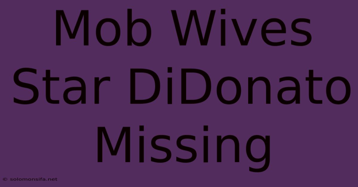 Mob Wives Star DiDonato Missing