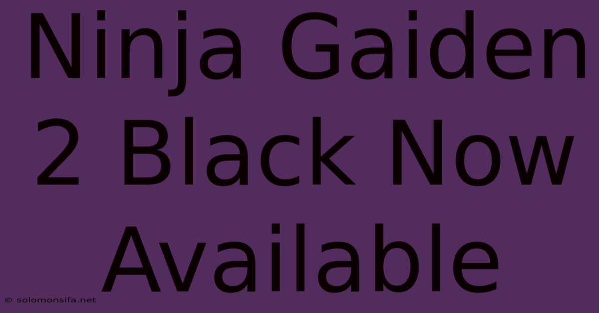 Ninja Gaiden 2 Black Now Available