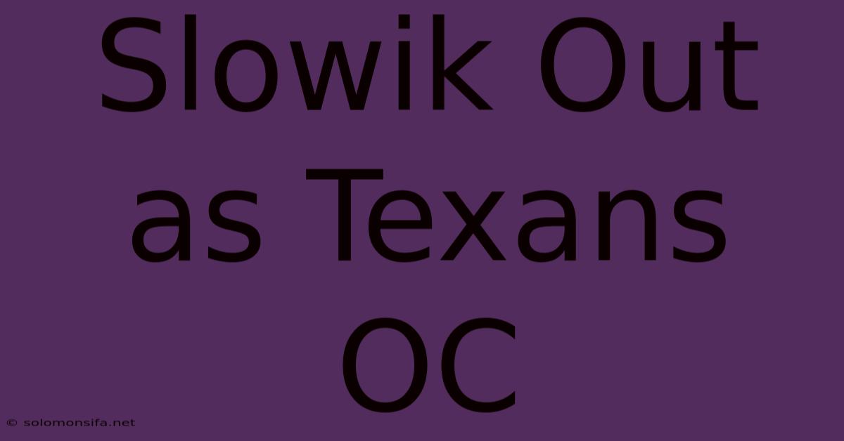 Slowik Out As Texans OC