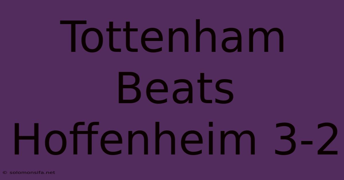 Tottenham Beats Hoffenheim 3-2