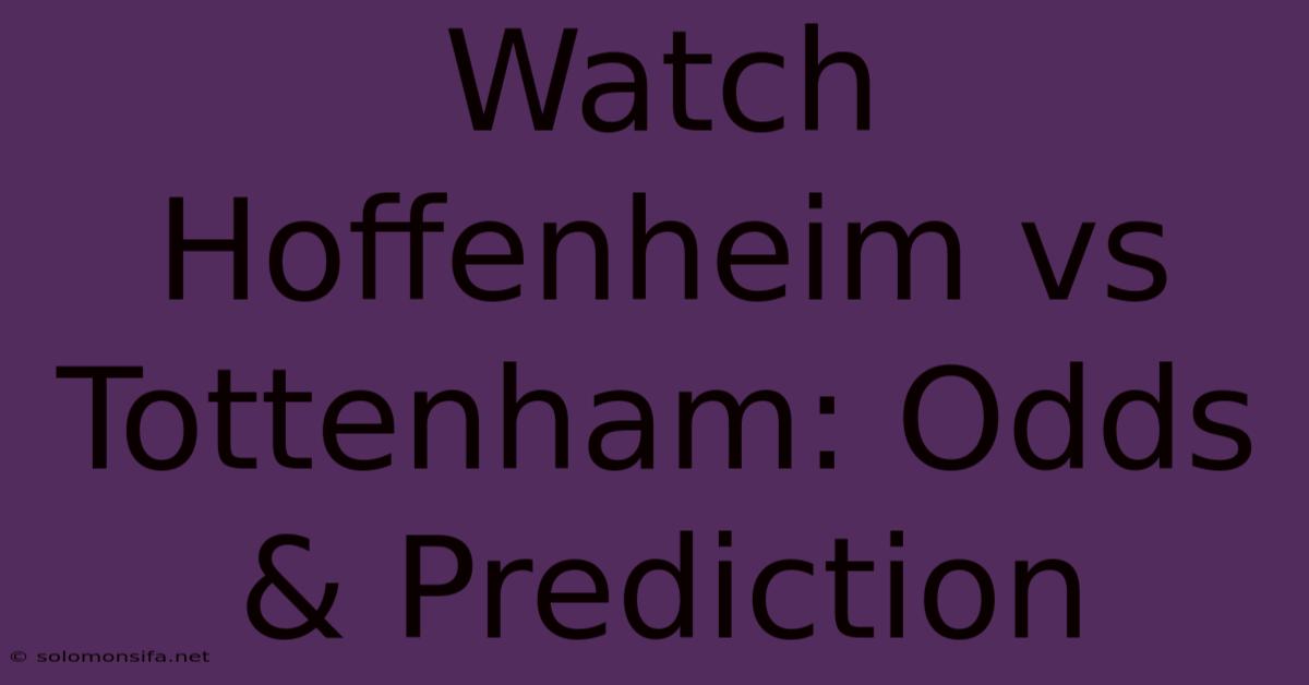 Watch Hoffenheim Vs Tottenham: Odds & Prediction