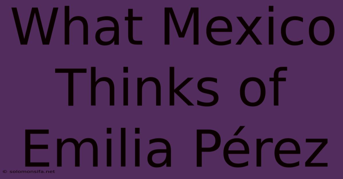 What Mexico Thinks Of Emilia Pérez